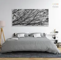 Quadro Galhos Secos Caindo em Preto e Branco Jogoem Tecido Canvas 130x60 - Foto 6