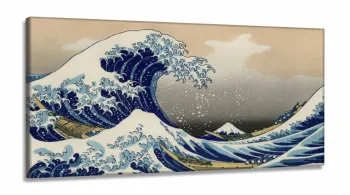 Quadro Hokusai A Grande Onda de Kanagawa Mosaico em Tecido Canvas 130x60