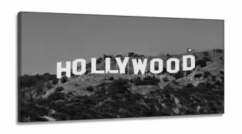 Quadro Hollywood Em Preto E Branco Decorativo em Tecido Canvas 130x60