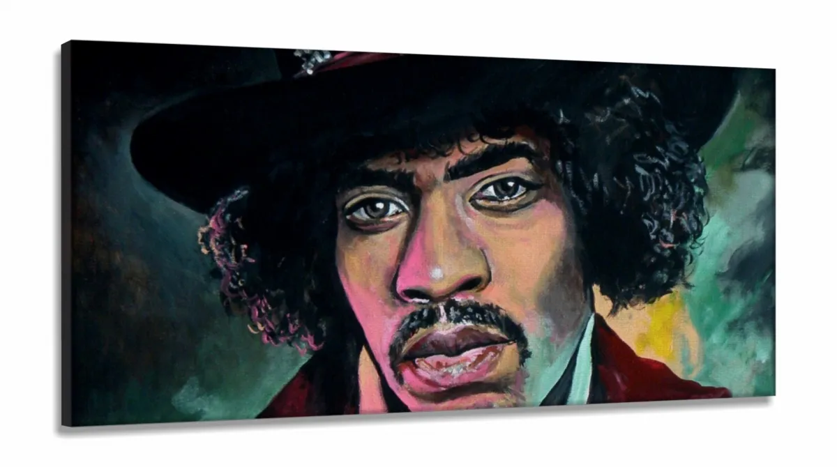 Quadro Jimi Hendrix Moderno Em Tecido em Tecido Canvas 130x60 Imagem