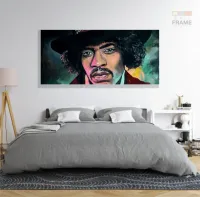 Quadro Jimi Hendrix Moderno Em Tecido em Tecido Canvas 130x60 - Foto 6