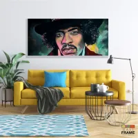 Quadro Jimi Hendrix Moderno Em Tecido em Tecido Canvas 130x60 - Foto 7
