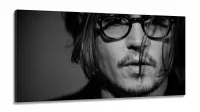 Quadro Johnny Depp Decorativo Preto E Branco em Tecido Canvas 130x60