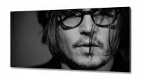 Quadro Johnny Depp Decorativo Preto E Branco em Tecido Canvas 130x60 - Foto 2