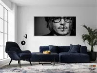 Quadro Johnny Depp Decorativo Preto E Branco em Tecido Canvas 130x60 - Foto 5