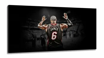 Quadro Lebron James Basquete com Tela em Tecido Canvas 130x60