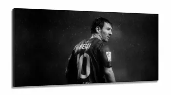 Quadro Lionel Messi Preto e Branco decorativo em Tecido Canvas 130x60