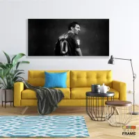 Quadro Lionel Messi Preto e Branco decorativo em Tecido Canvas 130x60 - Foto 7