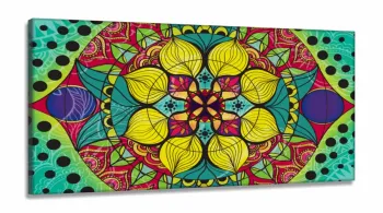 Quadro Mandala Para Sala Quarto Hall Colorido em Tecido Canvas 130x60