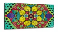 Quadro Mandala Para Sala Quarto Hall Colorido em Tecido Canvas 130x60