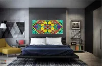 Quadro Mandala Para Sala Quarto Hall Colorido em Tecido Canvas 130x60 - Foto 4