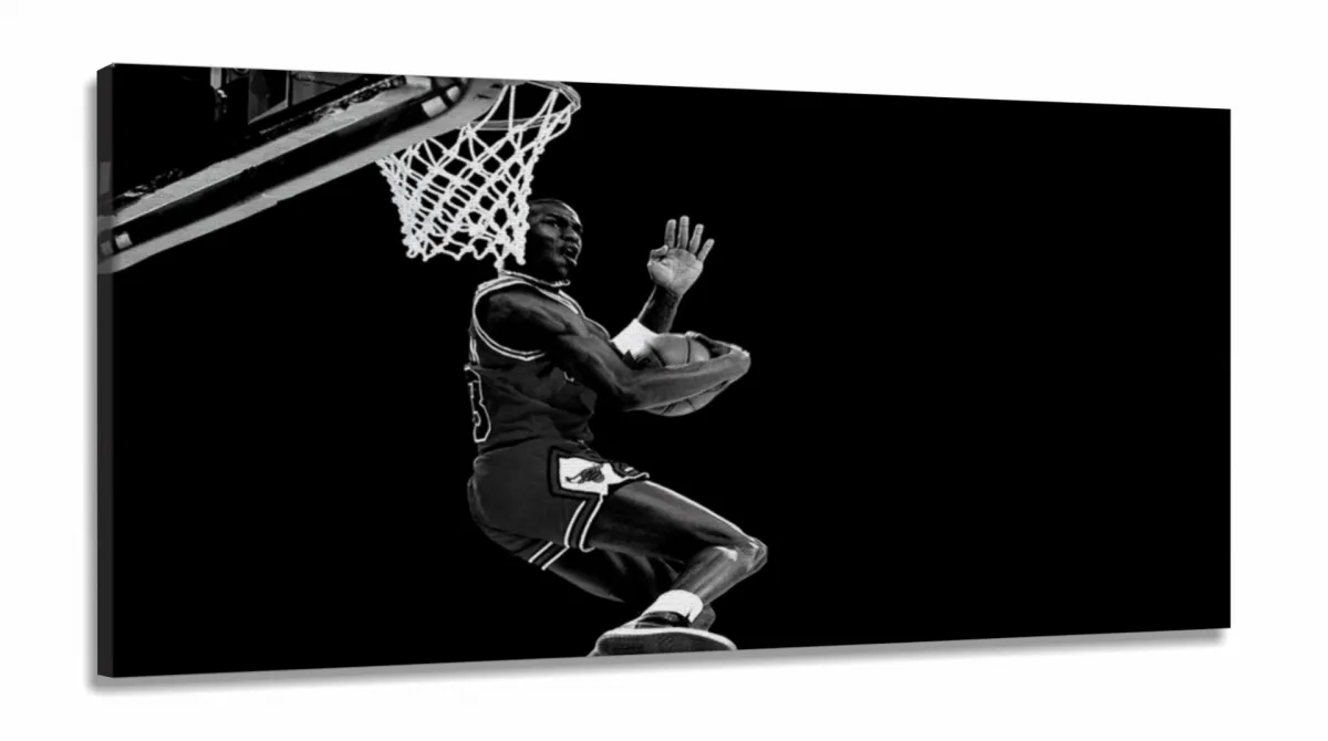 Quadro Michael Jordan Basquete decorativo - em Tecido Canvas 130x60 Imagem