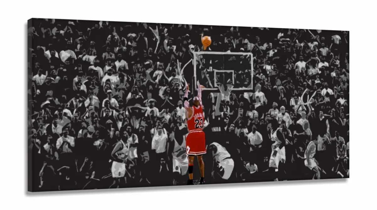 Quadro Michael Jordan Basquete Sexta Tela em Tecido Canvas 130x60 Imagem