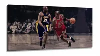 Quadro Michael Jordan Jogando decorativo com Tela em Tecido Canvas 130x60