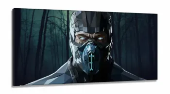 Quadro Mortal Kombat Sub Zero decorativo em Tecido Canvas 130x60