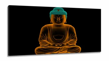 Quadro Mosaico Meditando Buda em Tecido Canvas 130x60