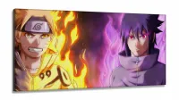 Quadro Mosaico Naruto Sennin Sasuke Mangekyou Sharingan em Tecido Canvas 130x60