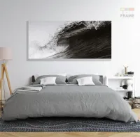 Quadro Mosaico Onda Do Mar Arte Em Preto E Branco Surf em Tecido Canvas 130x60 - Foto 6