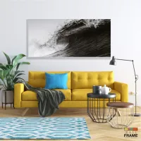 Quadro Mosaico Onda Do Mar Arte Em Preto E Branco Surf em Tecido Canvas 130x60 - Foto 7