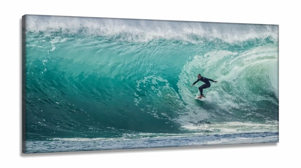 Quadro Mosaico Onda Mar Surf decorativo em Tecido Canvas 130x60 Imagem