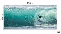 Quadro Mosaico Onda Mar Surf decorativo em Tecido Canvas 130x60 - Foto 3