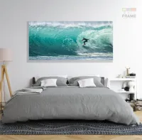 Quadro Mosaico Onda Mar Surf decorativo em Tecido Canvas 130x60 - Foto 6