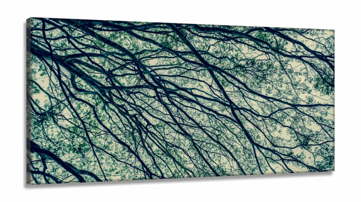 Quadro Mosaico Vertical Galhos Secos Natureza Decorativo em Tecido Canvas 130x60 Imagem
