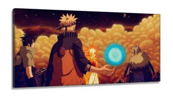 Quadro Naruto Shippuden Rasengan Mosaco em Tecido Canvas 130x60 Para Quarto