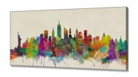 Quadro Nova York Decorativo Colorful em Tecido Canvas 130x60 - Foto 2