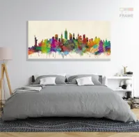 Quadro Nova York Decorativo Colorful em Tecido Canvas 130x60 - Foto 6