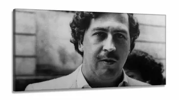 Quadro Pablo Escobar decorativo Preto e Branco em Tecido Canvas 130x60