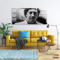 Quadro Pablo Escobar decorativo Preto e Branco em Tecido Canvas 130x60 - Foto 7