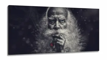 Quadro Para Barbearia Velho Barbudo Cachimbo em Tecido Canvas 130x60
