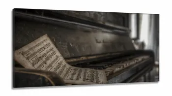 Quadro Piano E Partitura Vintage Retrô Decorativoem Tecido Canvas 130x60