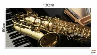 Quadro Piano Teclado E Saxofone Música Decorativo em Tecido Canvas 130x60 - Foto 3