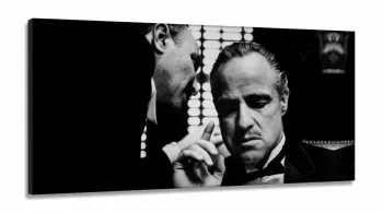 Quadro Poderoso Chefão Decorativo Preto E Branco em Tecido Canvas 130x60