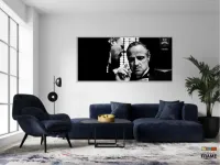 Quadro Poderoso Chefão Decorativo Preto E Branco em Tecido Canvas 130x60 - Foto 5