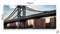Quadro Ponte De Manhattan Para Sala Quarto em Tecido Canvas 130x60 - Foto 3