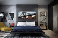 Quadro Ponte De Manhattan Para Sala Quarto em Tecido Canvas 130x60 - Foto 4