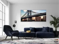 Quadro Ponte De Manhattan Para Sala Quarto em Tecido Canvas 130x60 - Foto 5