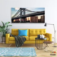 Quadro Ponte De Manhattan Para Sala Quarto em Tecido Canvas 130x60 - Foto 7