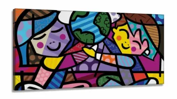 Quadro Romero de Britto Children World em Tecido Canvas 130x60