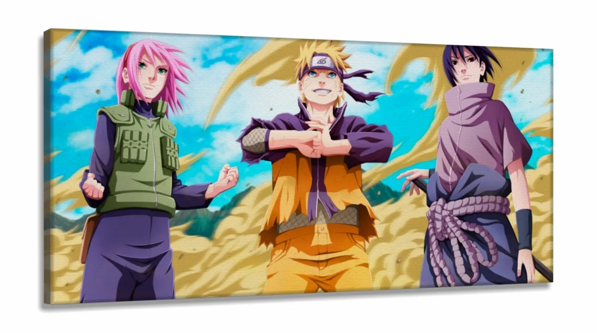 Quadro Sakura Naruto Sasuke em Tecido Canvas 130x60 Imagem