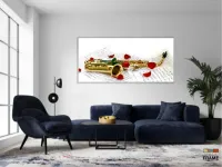 Quadro Saxofone Partituras E Rosas Decorativo Em Tecido em Tecido Canvas 130x60 - Foto 5