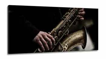 Quadro Saxofone Vintage Música Instrumentos em Tecido Canvas 130x60