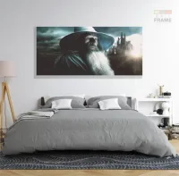 Quadro Senhor Dos Anéis Gandalf Hobbit Para Quarto em Tecido Canvas 130x60 - Foto 6
