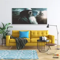 Quadro Senhor Dos Anéis Gandalf Hobbit Para Quarto em Tecido Canvas 130x60 - Foto 7
