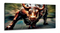 Quadro Touro de Wall Street Mosaico em Tecido Canvas 130x60