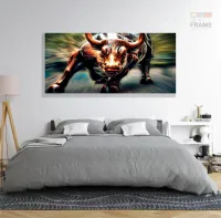 Quadro Touro de Wall Street Mosaico em Tecido Canvas 130x60 - Foto 6