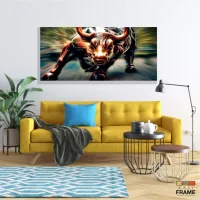 Quadro Touro de Wall Street Mosaico em Tecido Canvas 130x60 - Foto 7